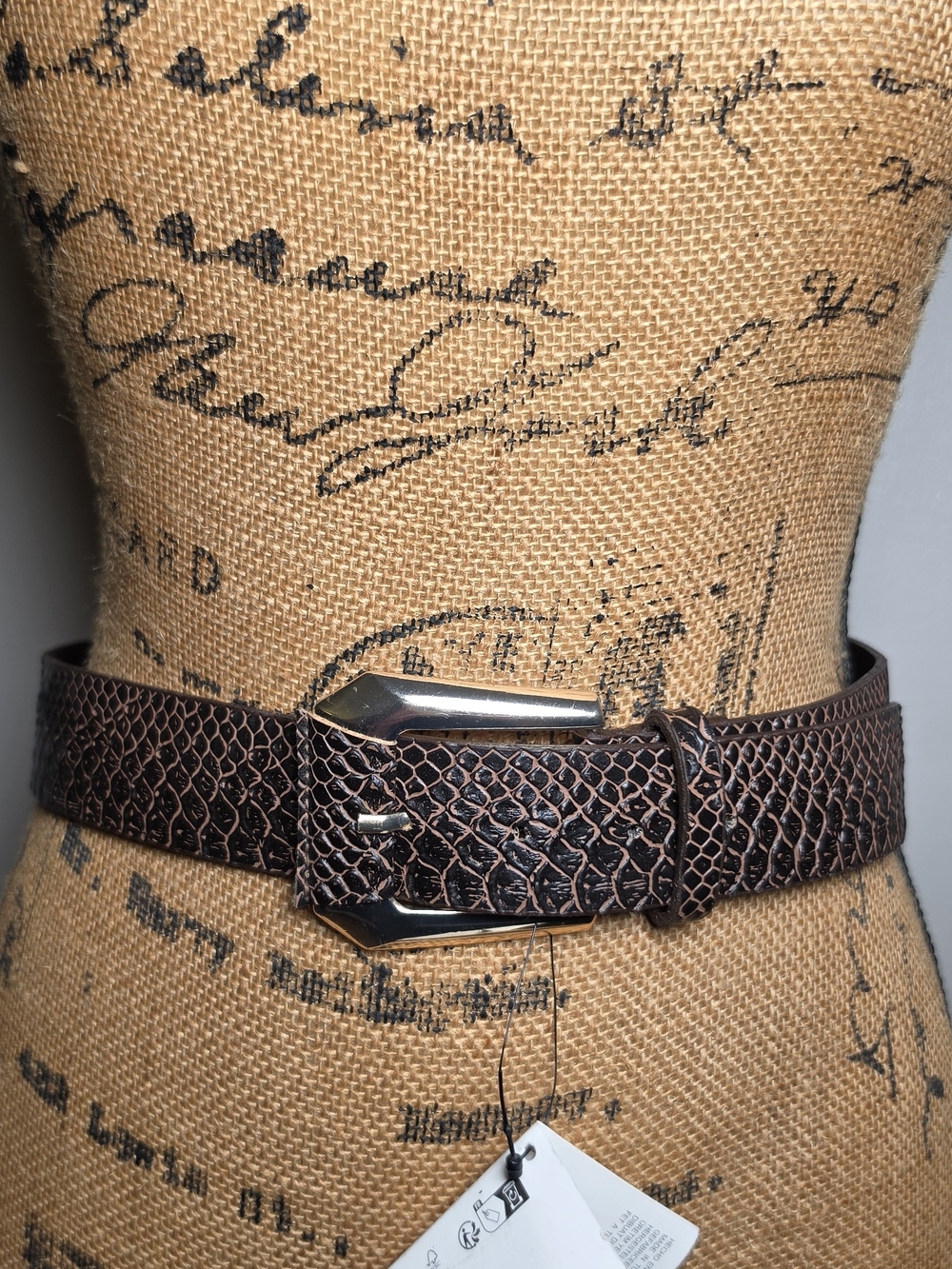 Zara Brown Textured Faux Leather Belt with Silver Buckle